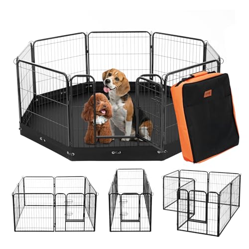 VEVOR Dog Playpen 8 Pcs 24 x 24 in Panels Foldable Metal Pet