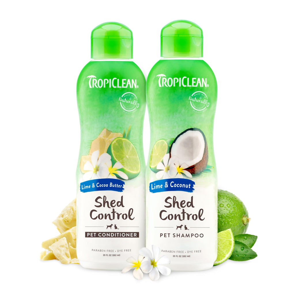 TropiClean Lime & Coconut Deshedding Dog Shampoo & Conditioner Set for Shedding Control | Natural Pet Shampoo & Conditioner Derived from Natural Ingredients | Cat Friendly | Made in the USA | Set of 2