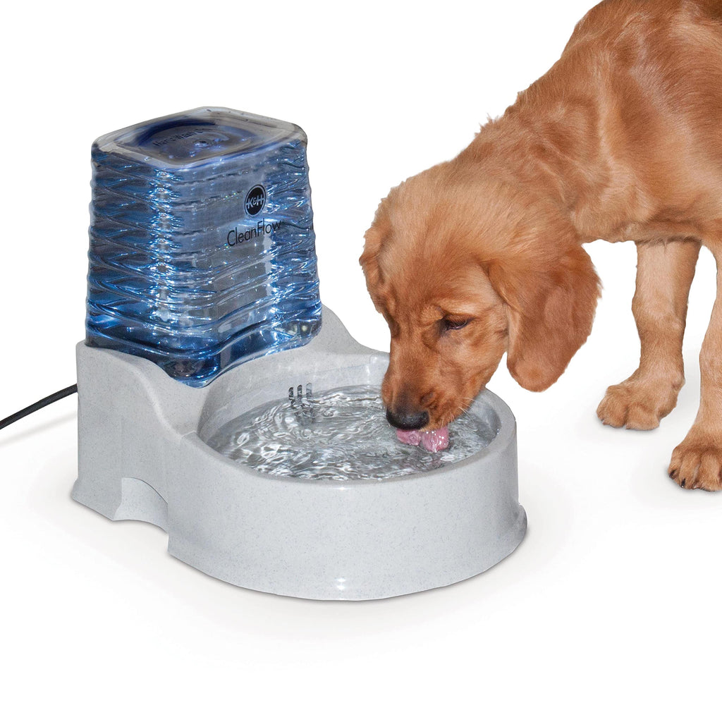 K&H Pet Products CleanFlow Filtered Water Bowl for Medium and Large Dogs Pet Drinking Water Fountain Dog Water Dispenser Granite Medium 1.4 Gallon & 1 Gallon Reservoir