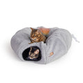 K&H Pet Products Heated Cat Tunnel Bed for Indoor Cats - Donut Tunnel Toy Tube Hideaway Cave with Round Circle Bed Warming Center for Large Cats to Play & Sleep - Removable Heater Included